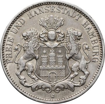 3 марки 1909 Германская империя J, Гамбург