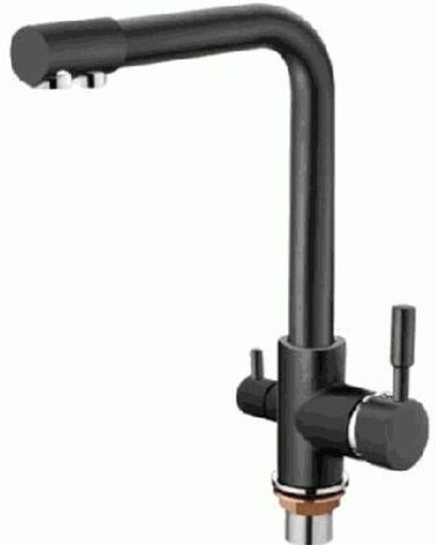 смеситель кухня LEDEME картридж д.35мм, с выходом питьевой воды, чёрный-матовый L4055B-3