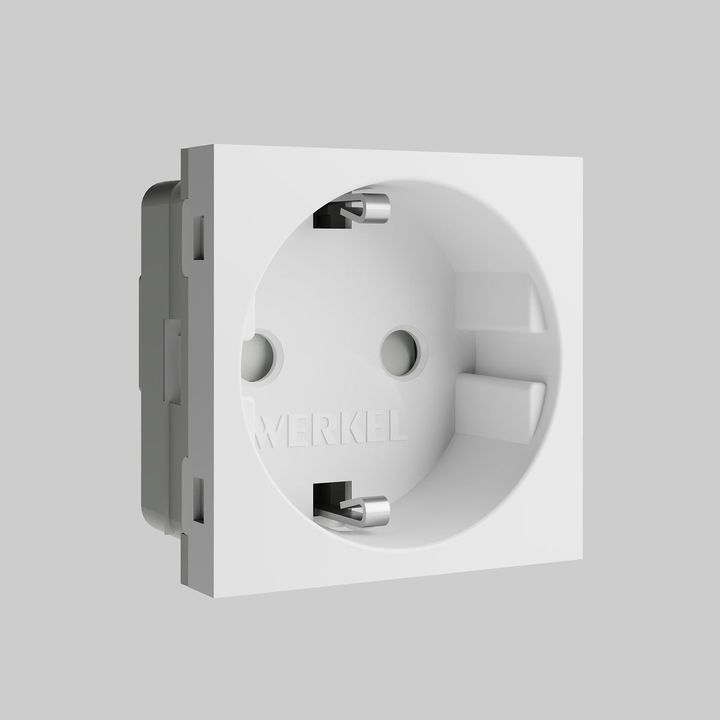 Модульная розетка с заземлением и шторками Werkel белый W1171160 4690389211744