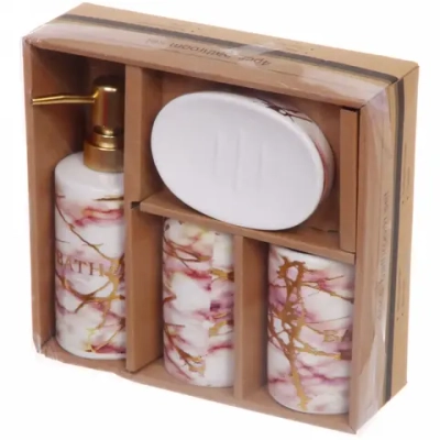 Набор для ванной из 4-х предметов керамический «Голд» белый