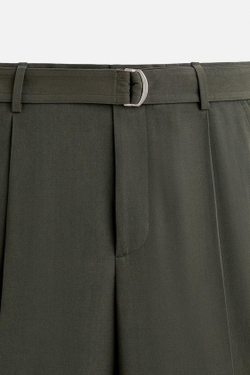 ZARA X NANUSHKA БРЮКИ С ПОЯСОМ, ЗЕЛЕНЫЙ/СИНИЙ