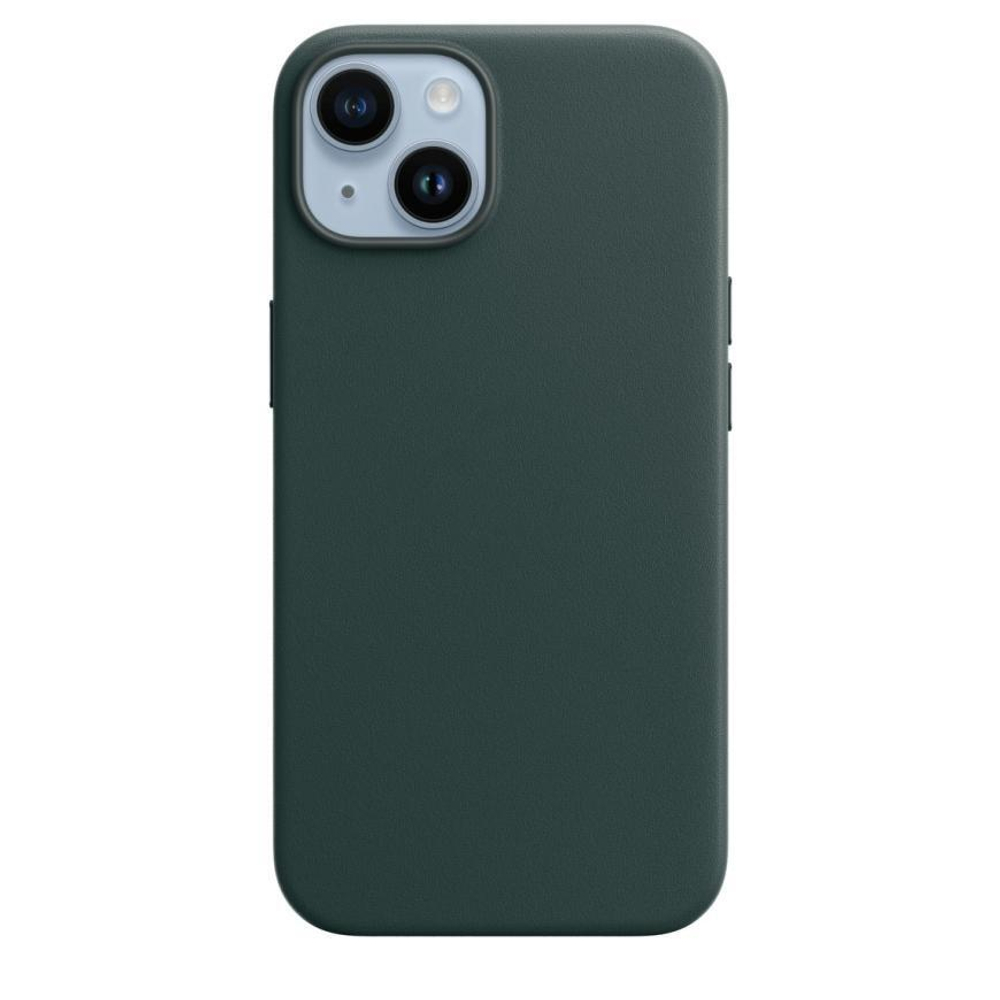 Кожаный чехол MagSafe Apple Leather Case для iPhone 14, Зелёный лес