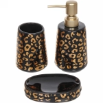 Набор для ванной из 3-х предметов керамический «Леопард» черный