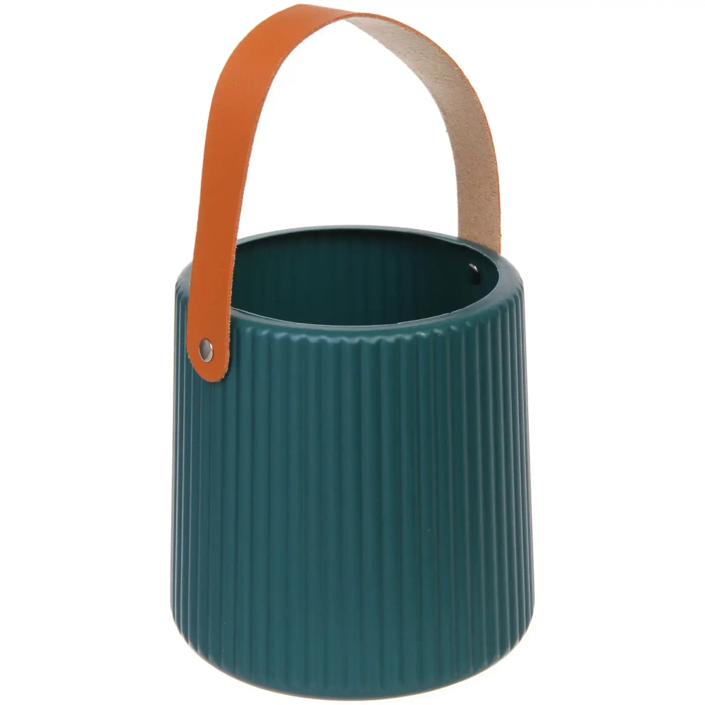 Ваза из пластика «Адель» 14*14,5см полоска,цвет зеленый