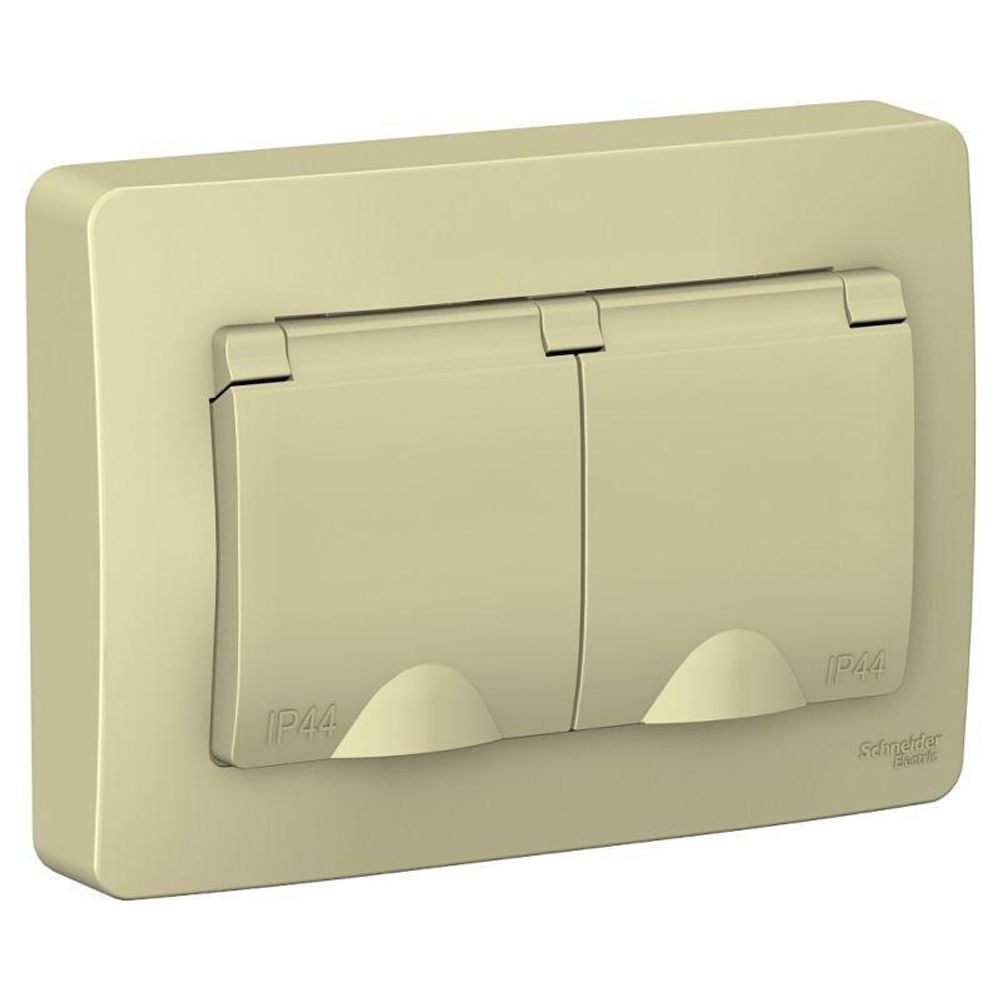 Розетка 2-м СП Blanca 16А IP44 250В с заземл. защ. шторки с крышкой беж. SE BLNRS441127 Розетка 2-м СП Blanca 16А IP44 250В с заземл. защ. шторки с крышкой беж. SE BLNRS441127