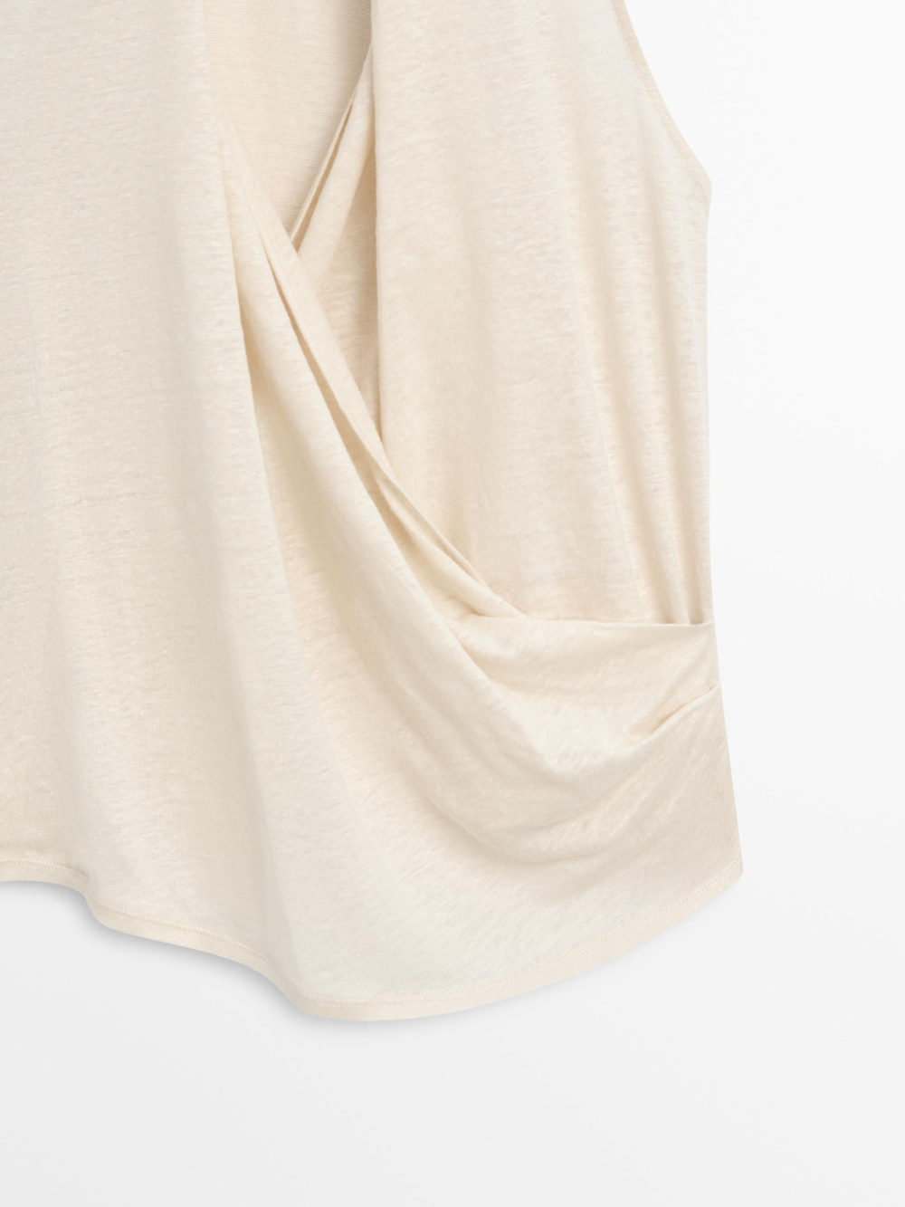 Massimo Dutti Топ с запахом и драпировкой, бежевый
