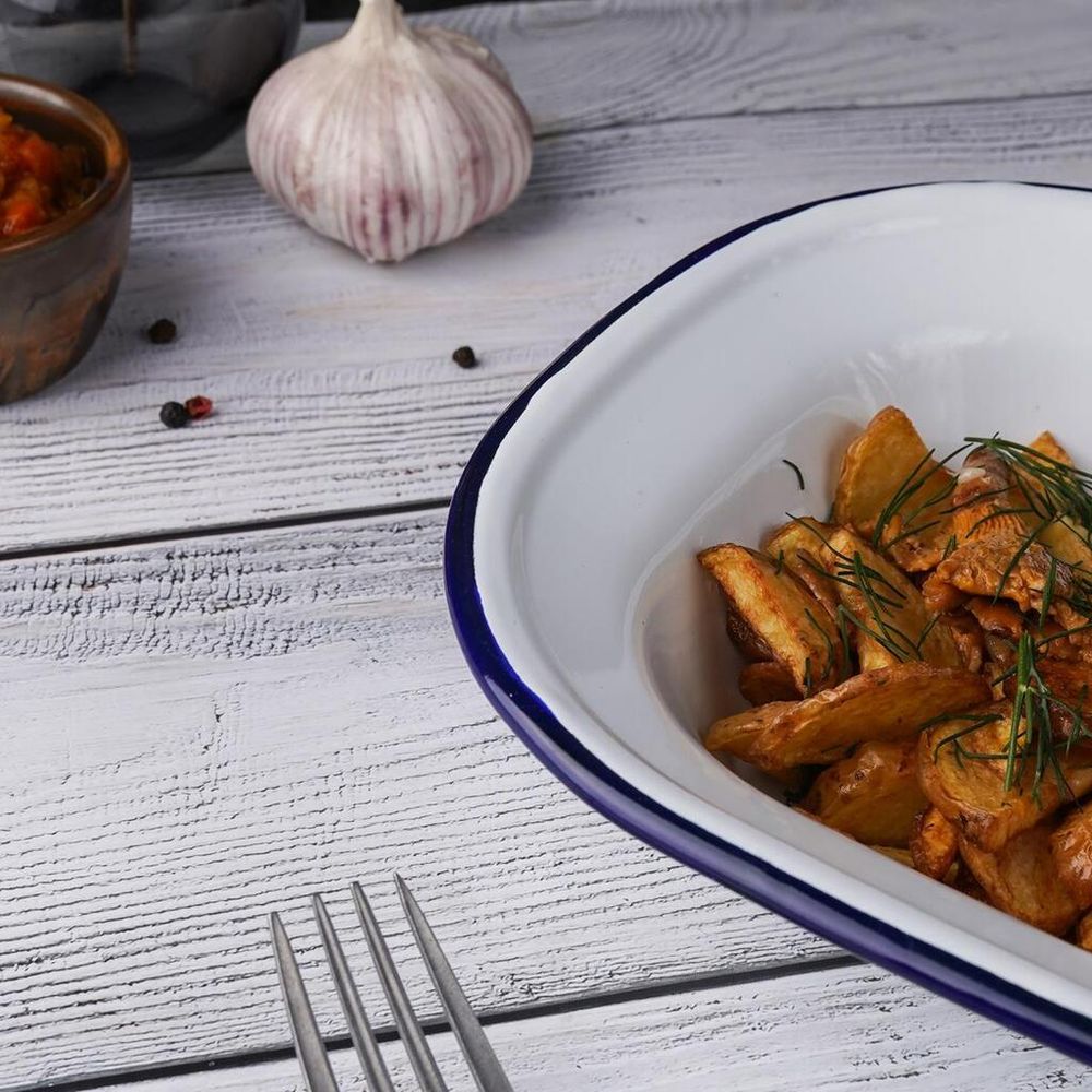 Блюдо для подачи 24,7*18,5 см h5 см 1000 мл Blue Rim эмалированая сталь SUNNEX [1]