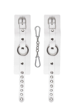 Наручники Pecado 2192 – белые кожаные, мягкие, с люверсами