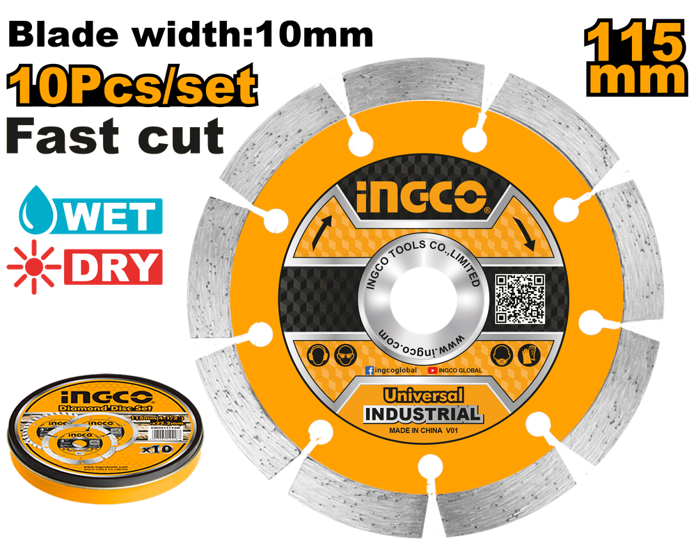 Диск алмазный сегментный INGCO DMD011152M 115х22,2 мм