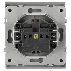 Розетка ЭРА Arktik 16-2103-03 с заземлением 2P+E Schuko со шторками с крышкой 16А-250В алюминий | Эра Arktik