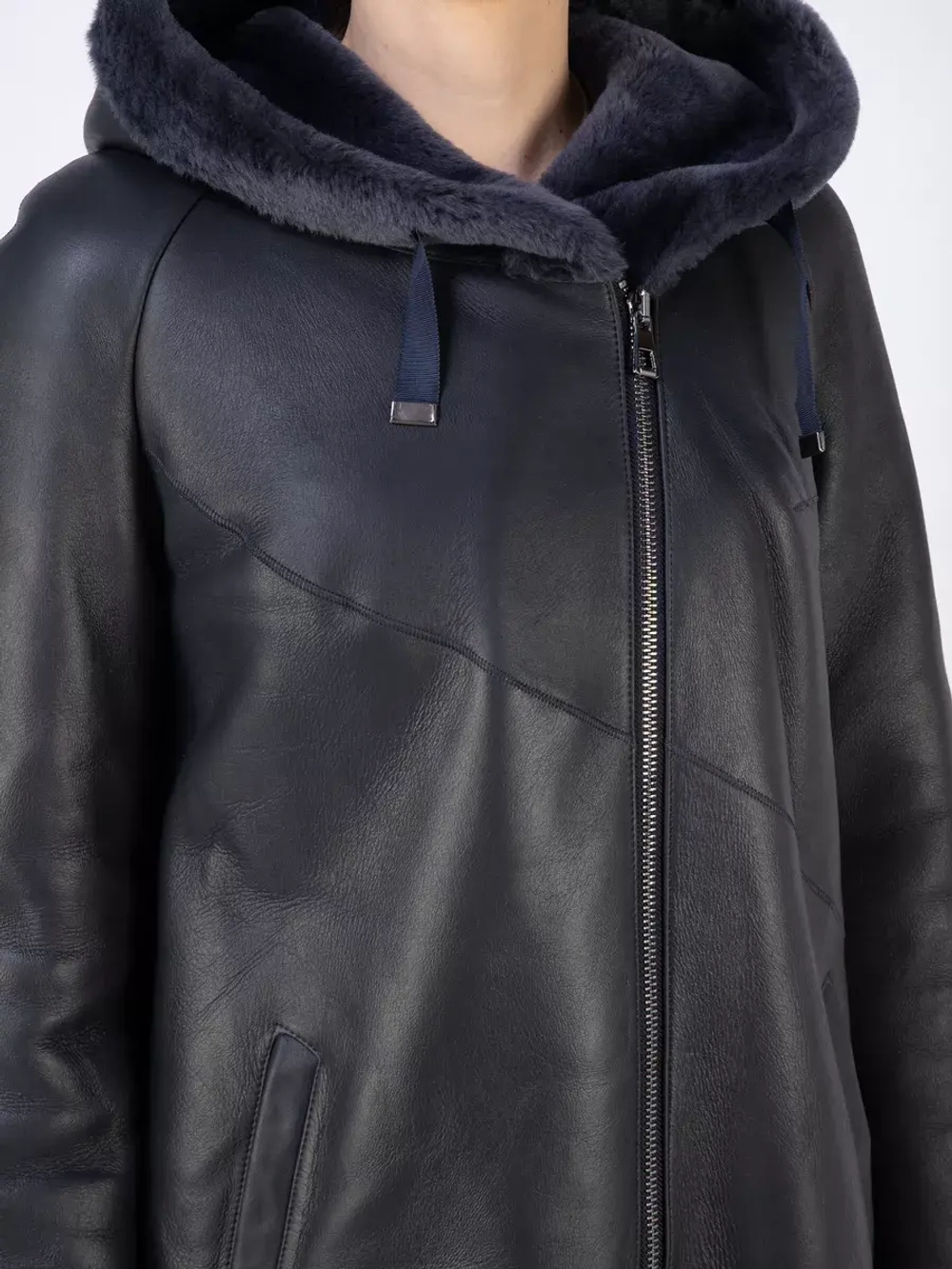 Дубленка зима натуральная удлиненная с капюшоном