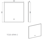 Зеркало LED VLM-4F800GM-2 800х800 c сенсорным выключателем, антизапотевание, вороненая сталь