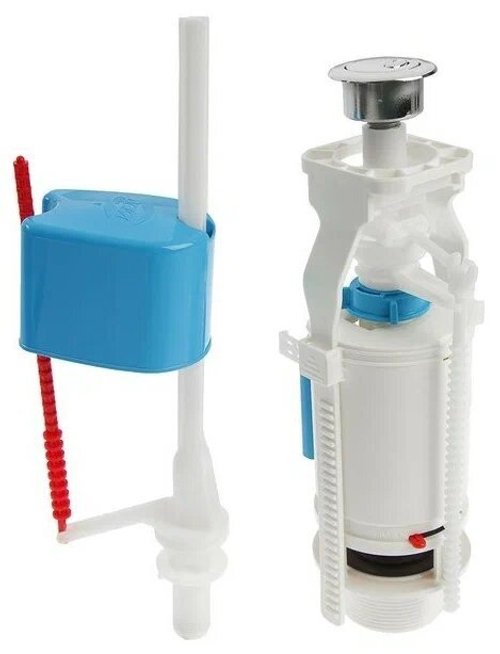 Арматура для бачка,  нижняя подводка, кнопка хром, пласт