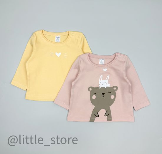 Комплект лонгсливов хлопковых, Мимоза/дымчатая роза