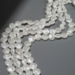 Хрустальный жемчуг в форме монетки, белый, 13мм