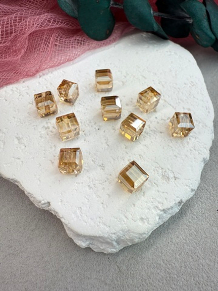 Бусины из стекла, квадрат, Медь, 8 мм, 10 штук