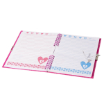 Блокнот в футляре 21,5 см * 25 см, гребень, Alingar, ламинация, замочек, ручка, 40 л., линия, "Бабочки на цветочном поле"