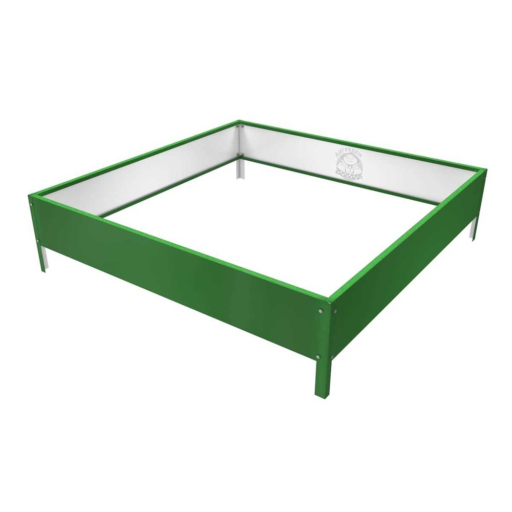 Клумба квадратная оцинкованная 1 ярус  RAL 6002 Зеленая листва