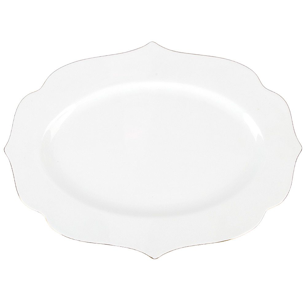 Блюдо " " 30х21,7х2см с золотой окантовкой (min6) (фарфор) (без упаковки)