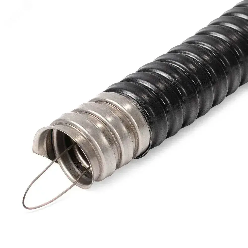 Металлорукав для кабеля в оболочке ПВХ изоляции МРПИ НГ 20 (50 м/уп.) черный с протяжкой