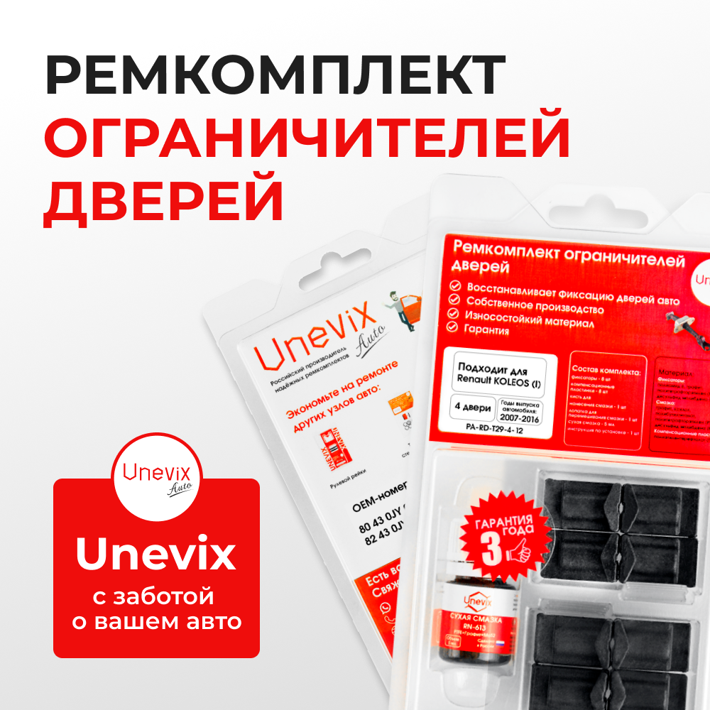 Ремкомплект ограничителей дверей Renault KOLEOS (I) HY0 (4 двери, тип 29) 2007-2016