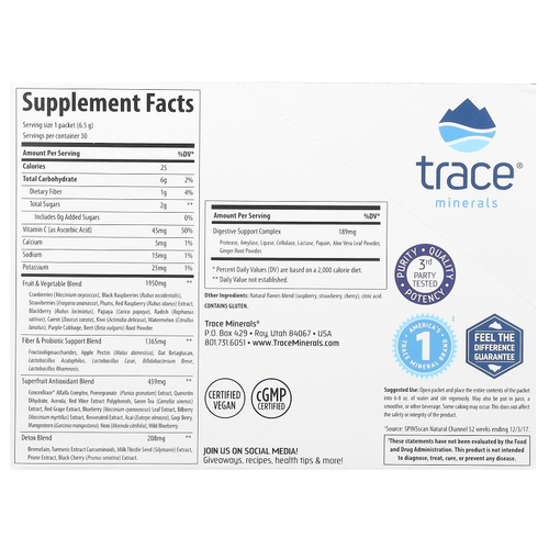 Trace, Reds Pak, ягодное ассорти, 30 пакетиков по 6,5 г (0,23 унции)