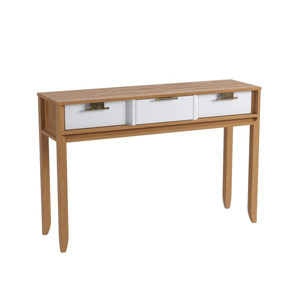 Консоль «Бридж» 3 ящика браун/белый лак