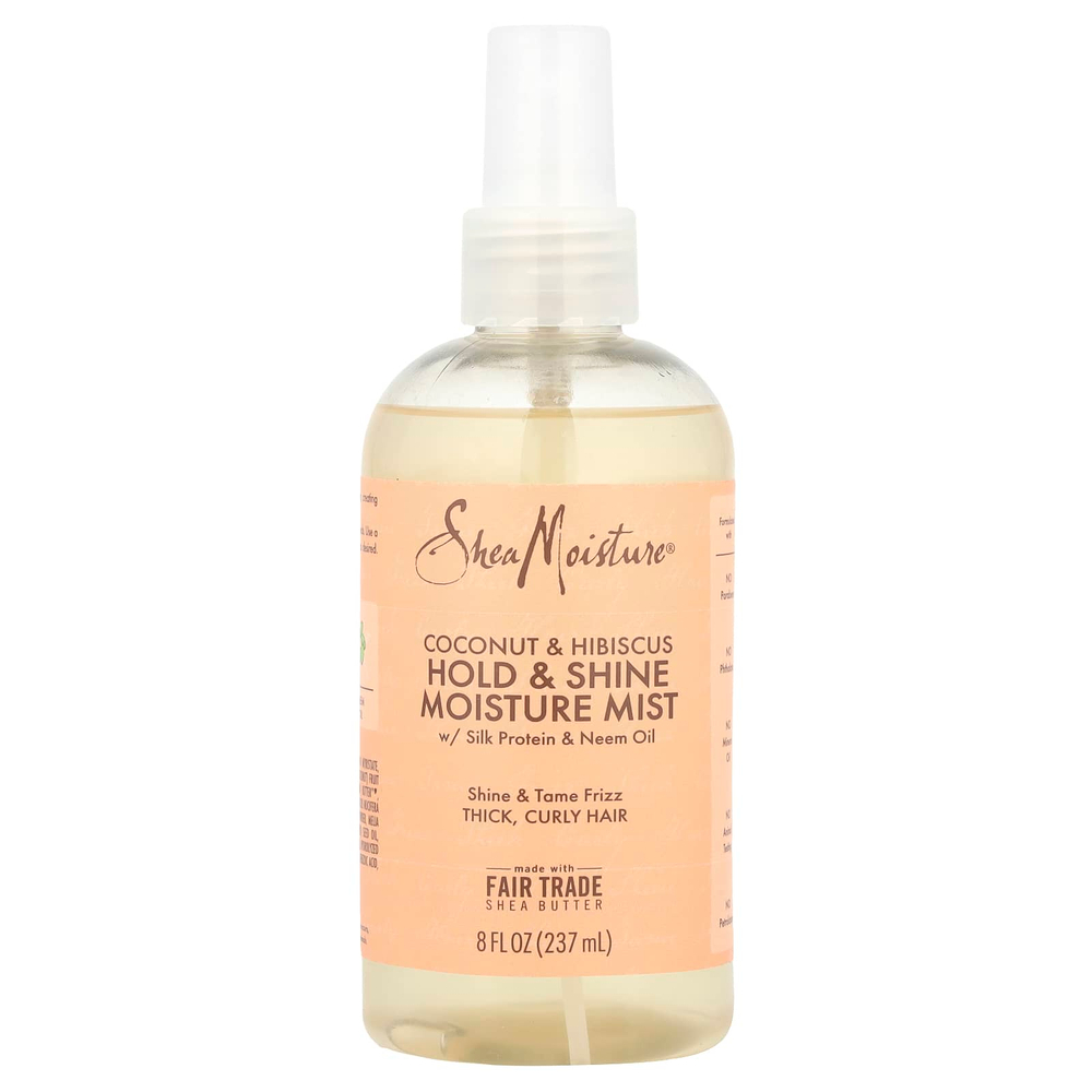 SheaMoisture, увлажняющий спрей для волос, для фиксации и придания блеска, с протеинами шелка и маслом нима, кокосом и гибискусом, 237 мл (8 жидк. унций)