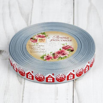 Лента репсовая с узором  15 мм