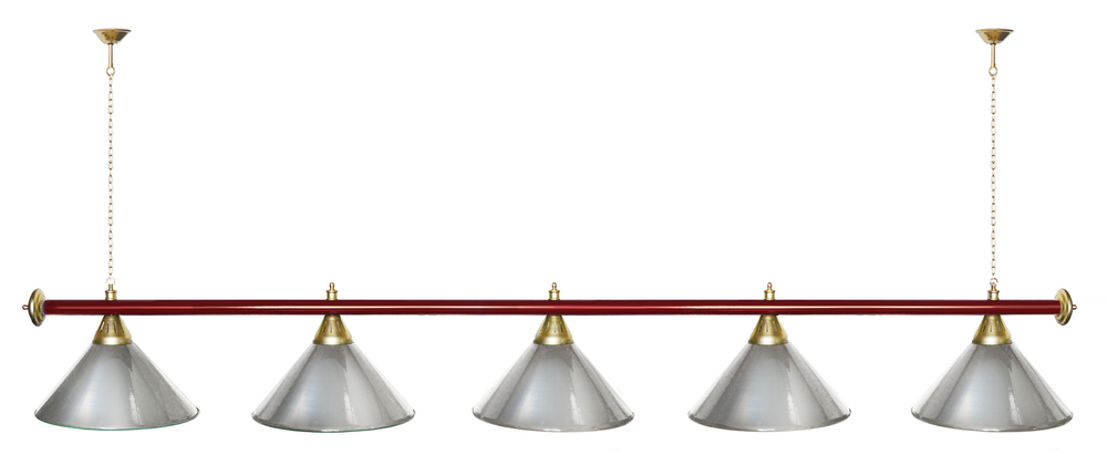 Лампа STARTBILLIARDS 5 пл. (плафоны зеленые,штанга зеленая,фурнитура золото)