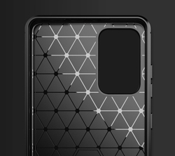 Чехол темно-синего цвета на Samsung Galaxy A72, серия Carbon (стиль под карбон) от Caseport