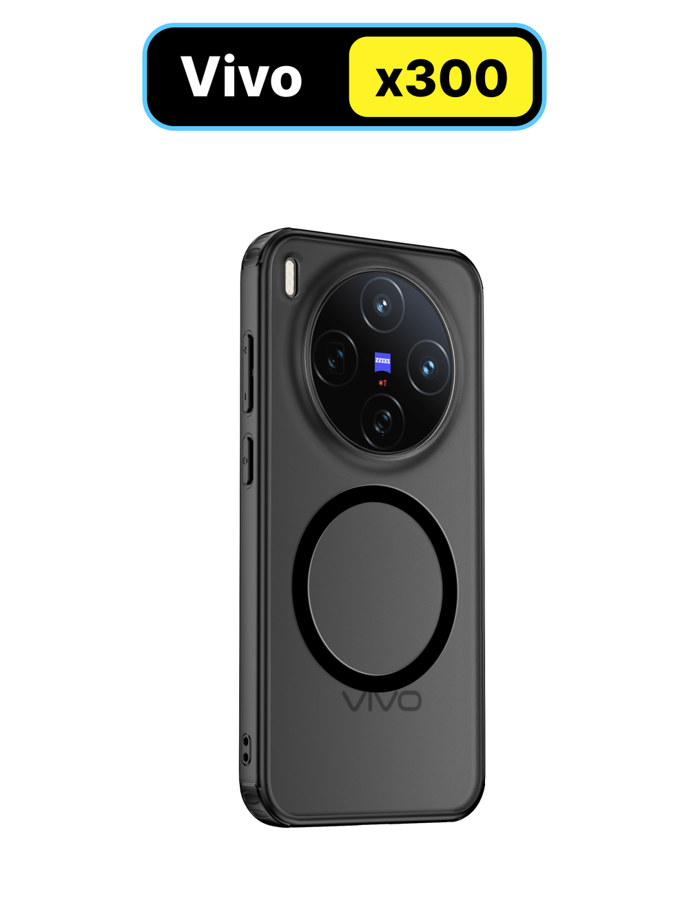 Чехол с Магсейф для Vivo X300 прозрачный матовый с черным бортом WLONS