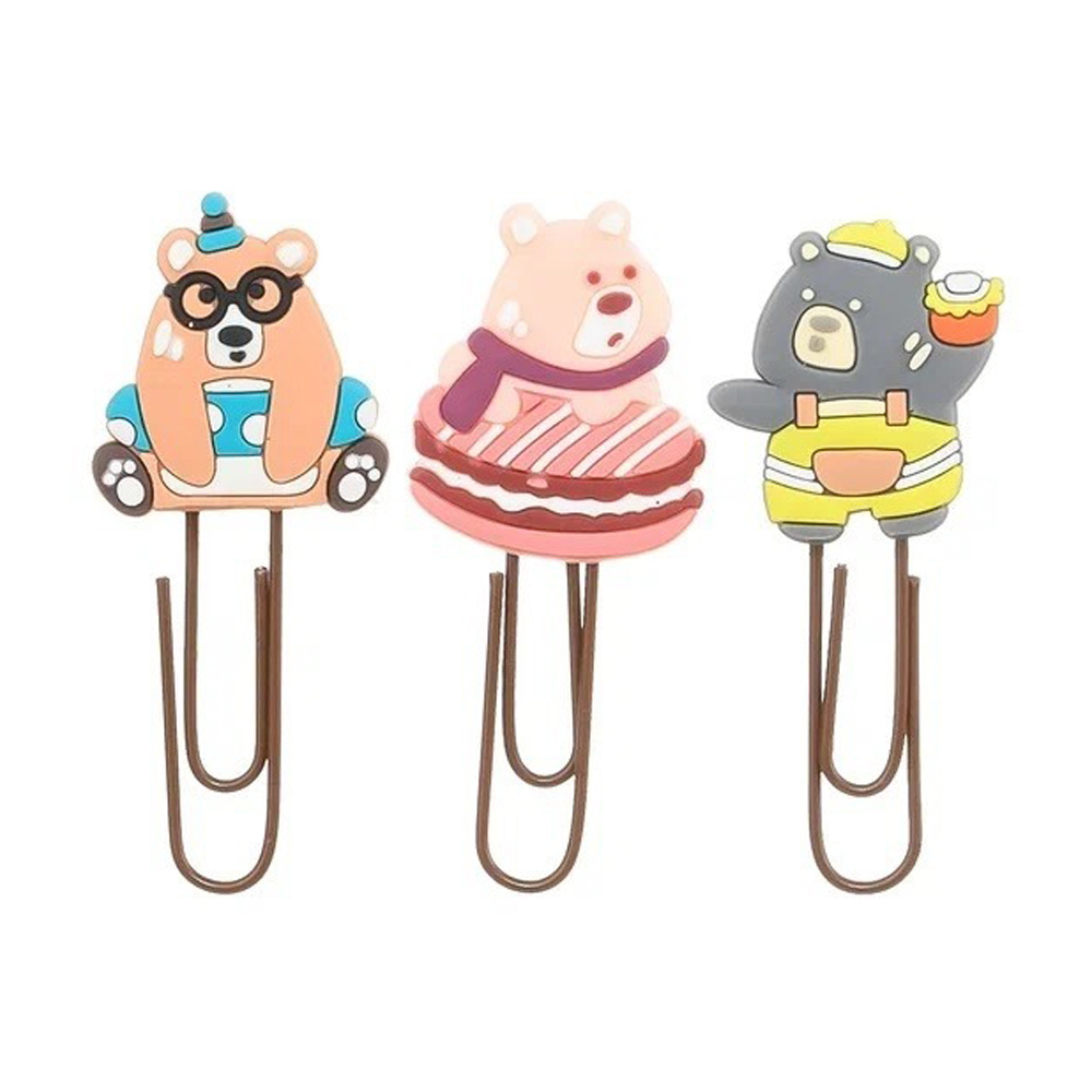 Закладки-скрепки Basir, серия "МЕДВЕДИ", 4 цвета ассорти