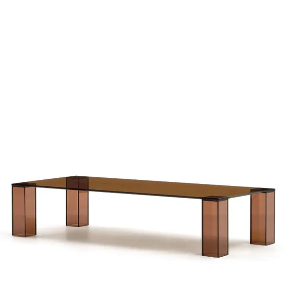 Журнальный столик Adularia, 140x60 см, закаленное стекло коричневого цвета