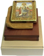 Инкрустированная икона Святой благоверный князь Александр Невский 20х15см на натуральном дереве в подарочной коробке