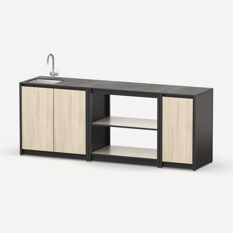 Уличная кухня Lounge C-107S, 2.2 м, дуб сонома/черный мрамор