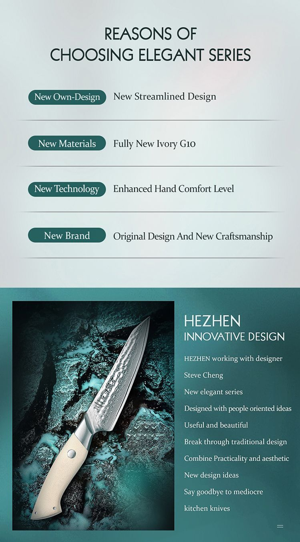 Кухонный нож Hezhen B38H Utility нож 5 дюймов клинок 67 Layers Damascus рукоять G10, длина лезвия 13,2 см