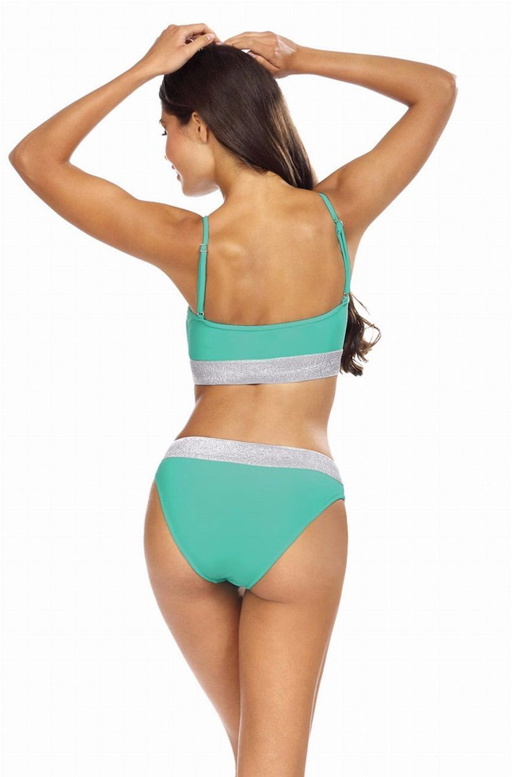 Раздельный купальник с широкими резинками с люрексом