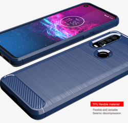 Чехол для Motorola Moto One Action (P40 Power) цвет Blue (синий), серия Carbon от Caseport