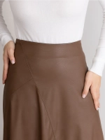 Юбка кожаная трапеция миди