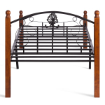 Кровать РУМБА (AT-203)/ RUMBA дерево гевея/металл, 90*200 см (Queen bed), красный дуб/черный
