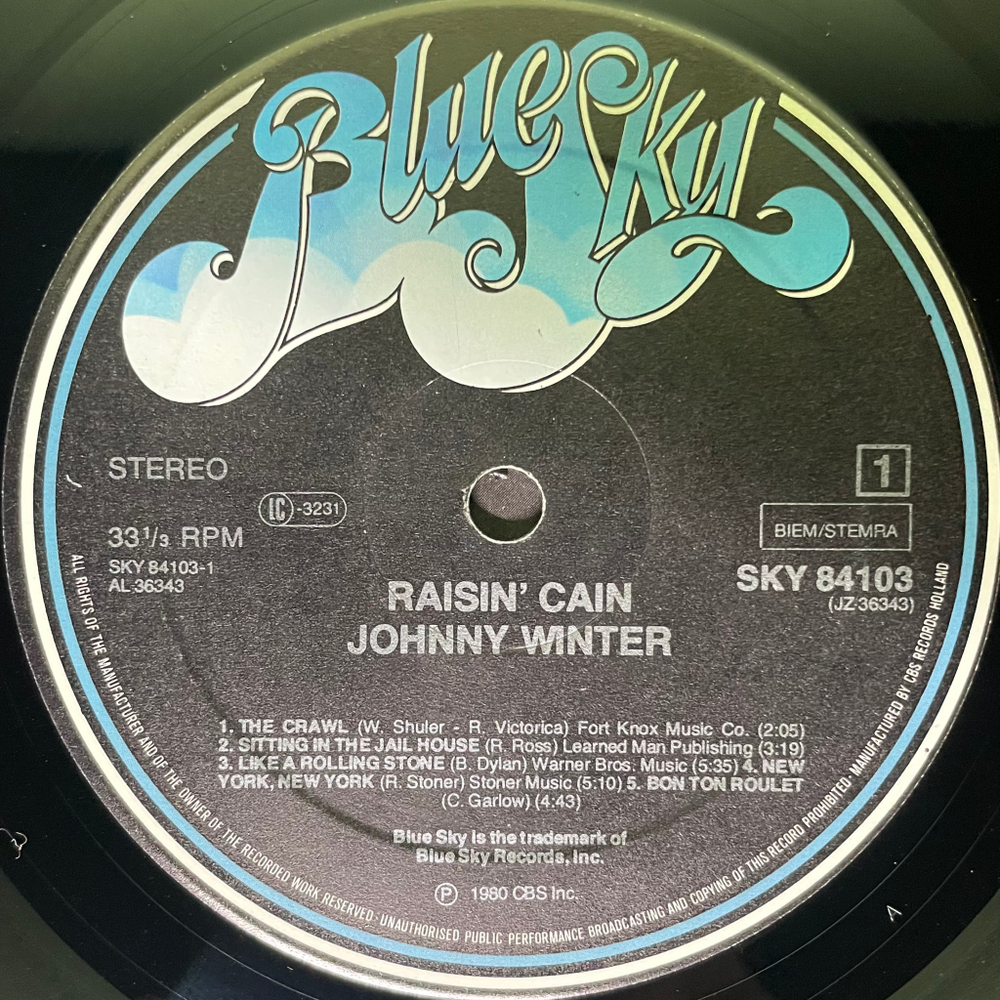 Johnny Winter ‎– Raisin' Cain (Голландия 1980г.)