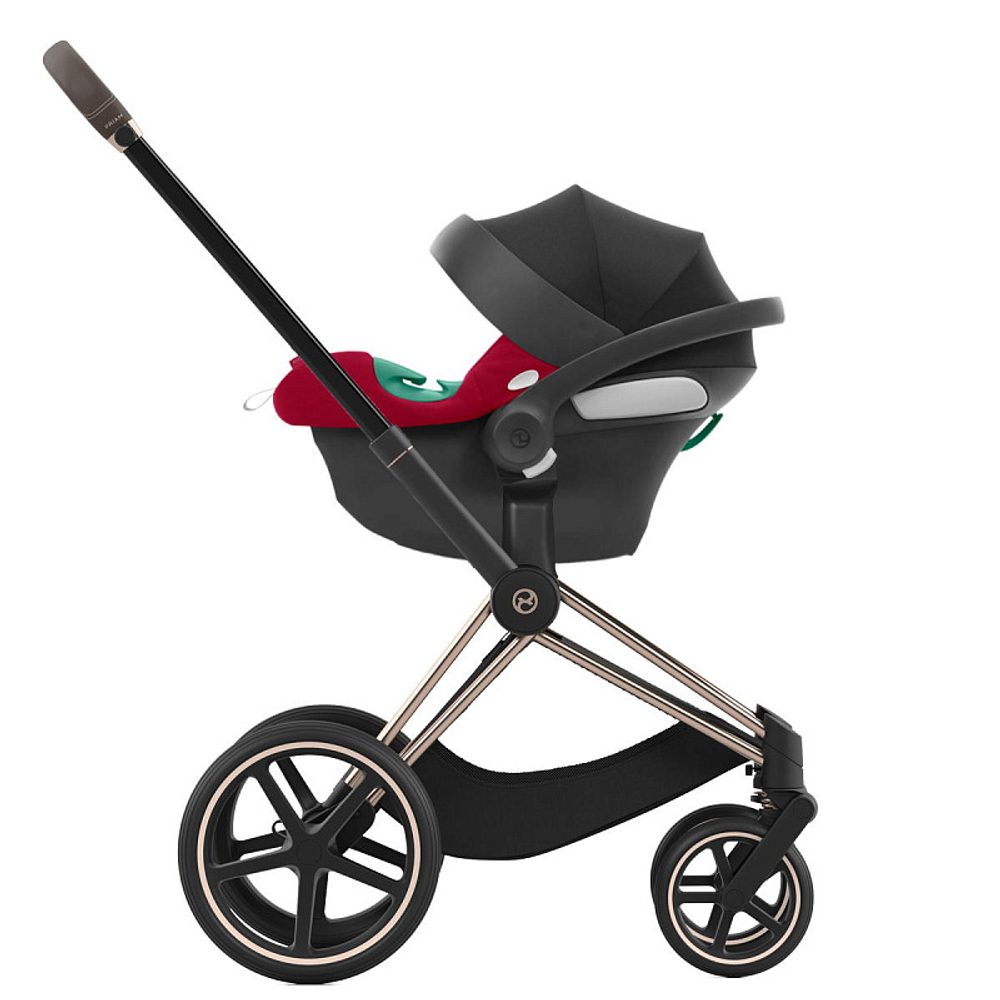Коляска 3 в 1 Cybex Priam IV Rosegold complete и автокресло Aton B2 i-Size Dynamic Red Off White