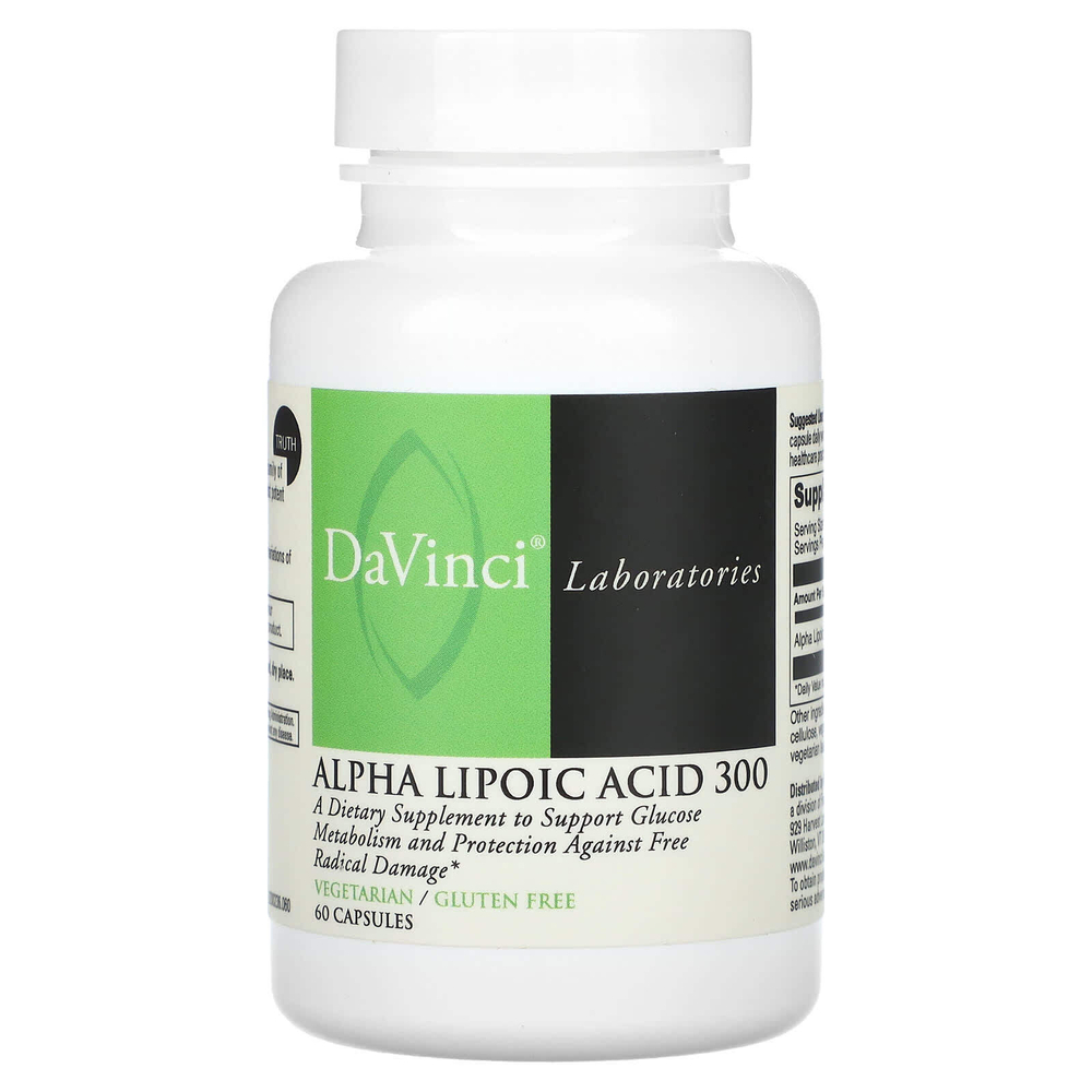 DaVinci Laboratories, Альфа-липоевая кислота 300, 300 мг, 60 капсул