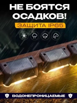 Светильник на солнечной батарее уличный садовый фонарик угловой с датчиком освещенности 8 шт для подсветки фасадов дорожек сада ступеней и выступов