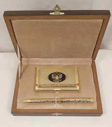 Набор "Гербовый"  (Златоуст) №22 визитница, ручка