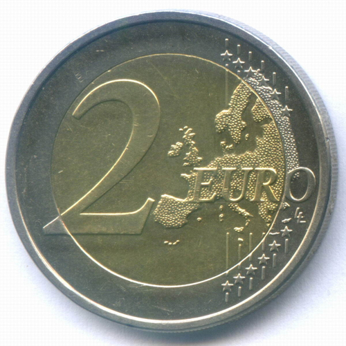 2 евро 2008 год. Финляндия. Регулярный выпуск. Тип 2. Биметалл XF-AU