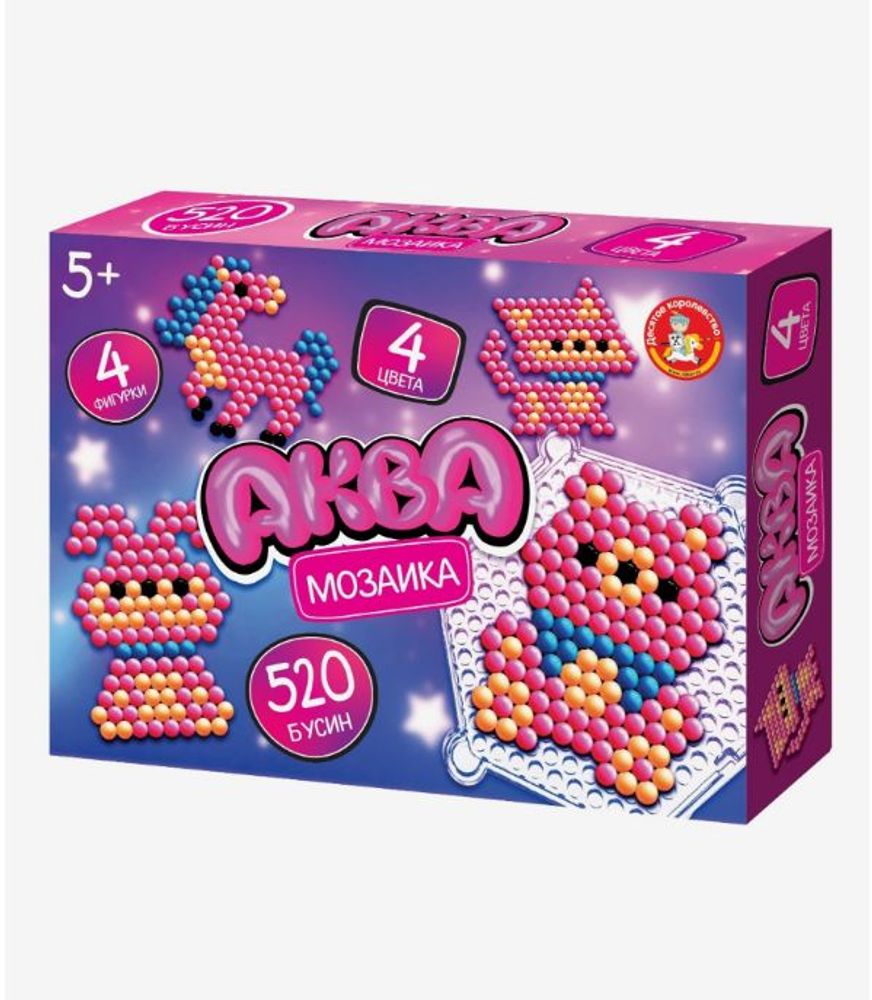 Аквамозаика "Розовые животные", 4 фигурки