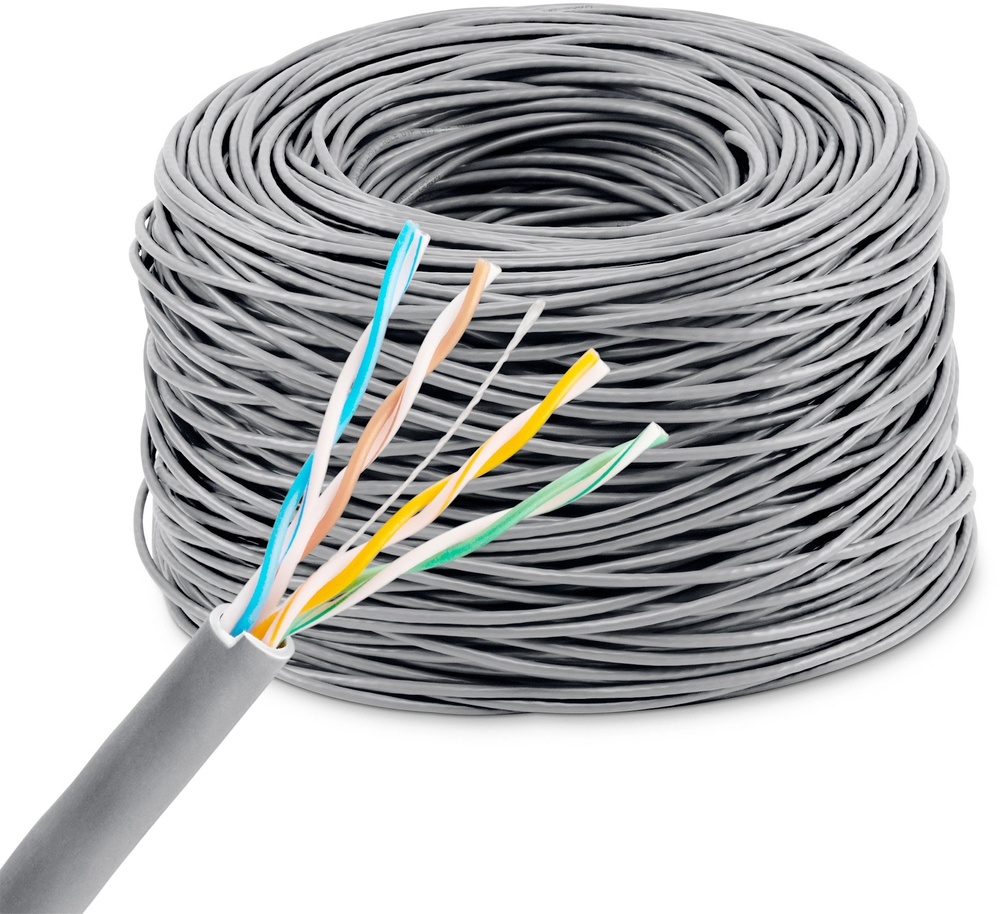 Кабель витая пара U/UTP 5e кат. 4 пары KINGPRICE KP-UTP-C5E-0.4MM-CCA-305M