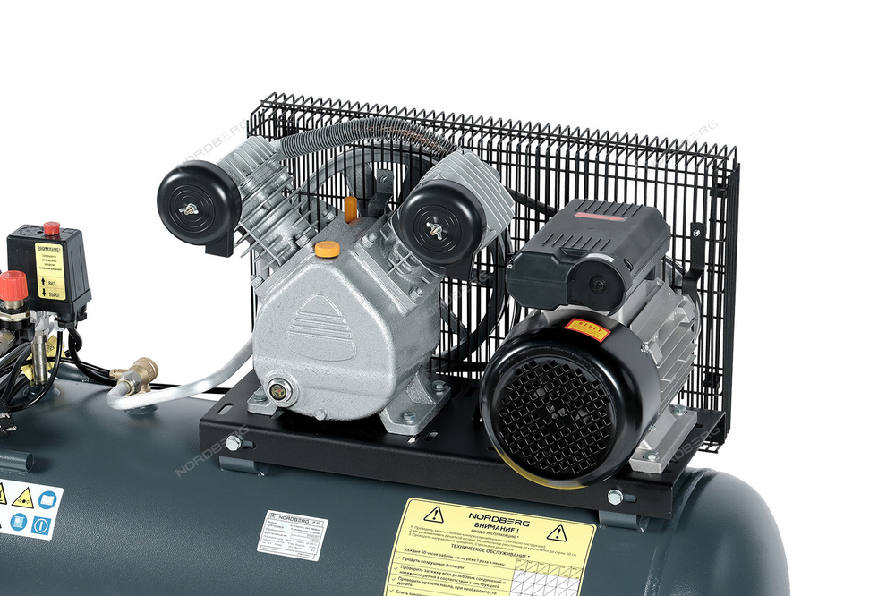 NORDBERG (NCP100/360A) Компрессор поршневой с ременной передачей 220В, ресивер 100л, 360л/мин